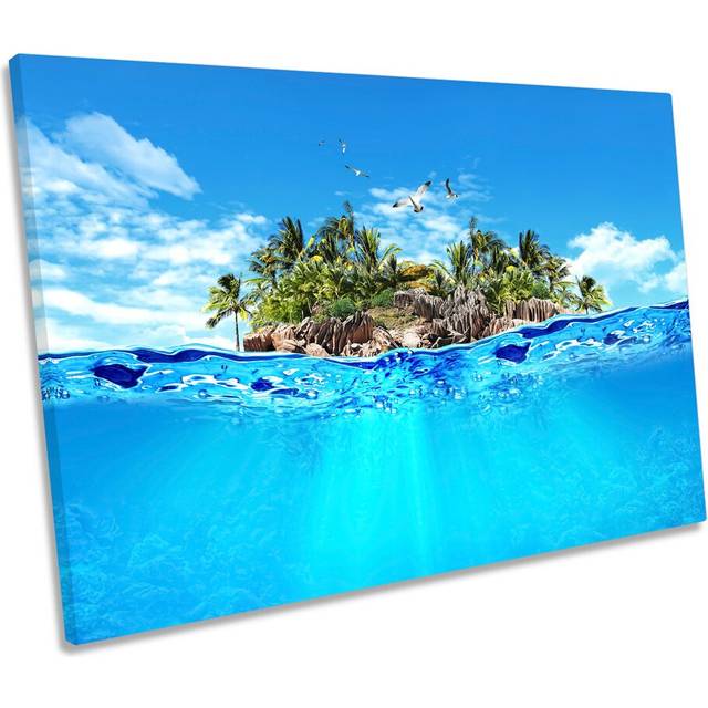 Paradise Desert Island Seascape CANVAS WALL ART Picture Print (30.5cm H x 45.7cm W x 2cm D)