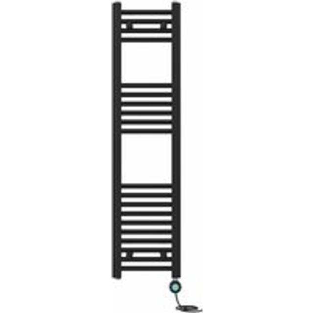 NRG - Pre-filled Bathroom Straight Electric Heated Towel Rail Radiator Thermostatic 1200x300mm Black