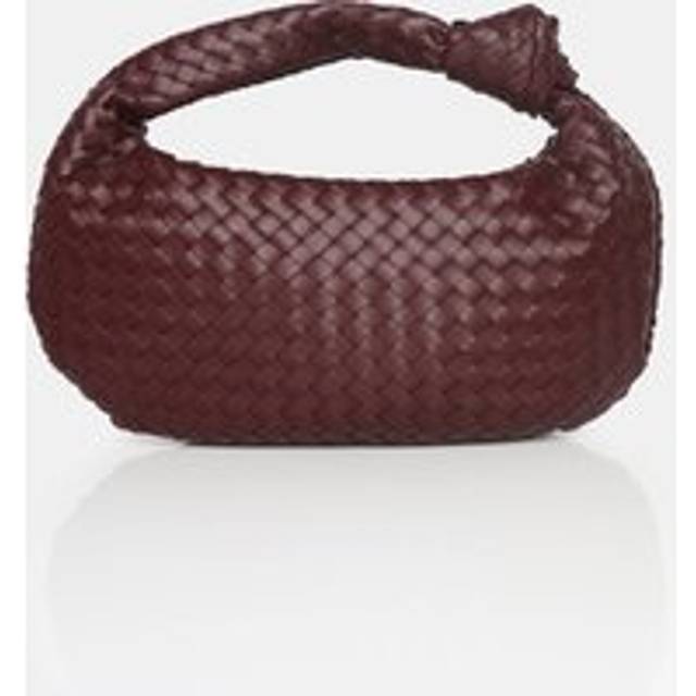 The Blame Burgundy Woven PU Knot Detail Mini Grab Bag - burgundy