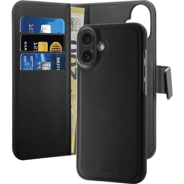 iPhone 16 Plus Puro 2-i-1 Magnetisk Plånboksfodral - Svart