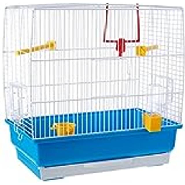 Ferplast Rectangular Cage for Small Exotic Birds and Canaries REKORD 2 Cage for Birds, Complete With Accessories and Revolving Feeders, Painted M