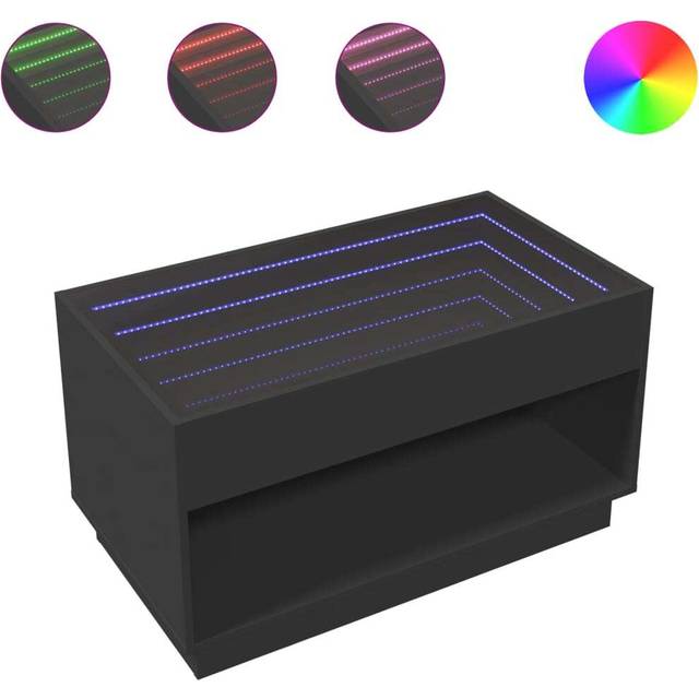 vidaXL Coffee Table with Infinity LED Black 90x50x50 cm
