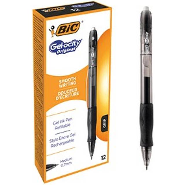 Bic Gel-ocity Original Gel Pen Retractable Medium Black (12 Pack)