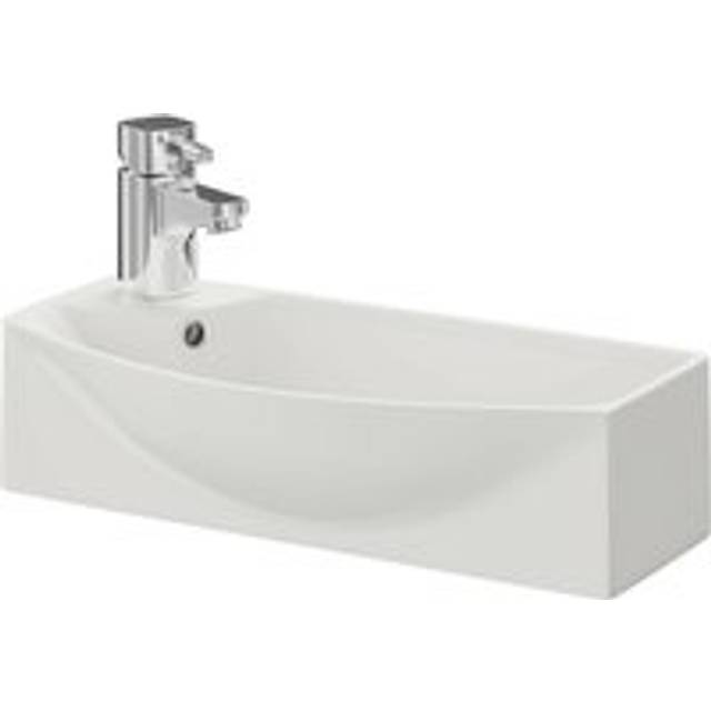 Wholesale Domestic Sintra Right Hand Wall Hung Basin with 1 Tap Hole | White | Ceramic | 450mm x 220mm