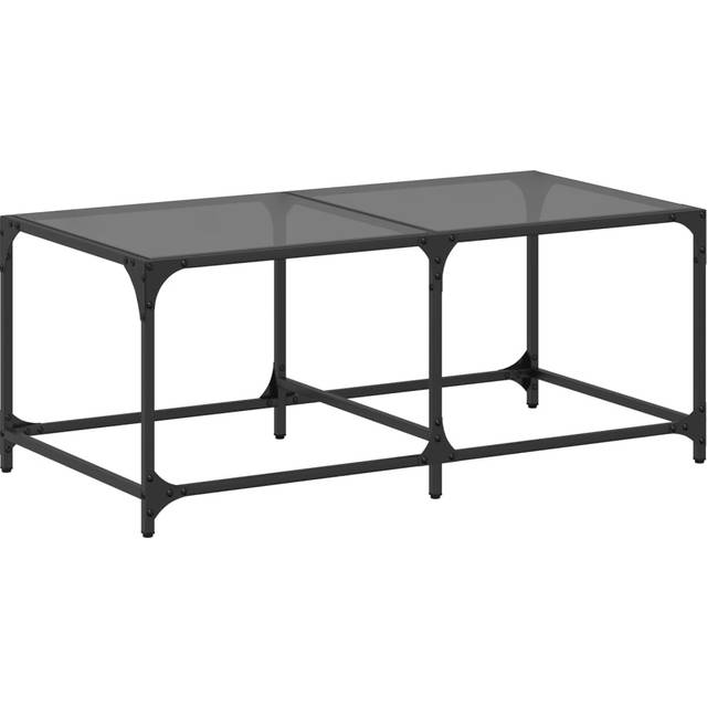 Soffbord med svart glasskiva 98,5x50x40 cm stål