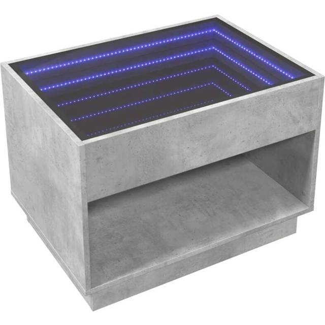 vidaXL Coffee Table with Infinity LED Concrete Grey 70x50x50 cm
