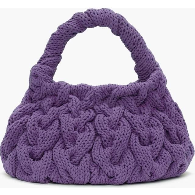 JW Anderson - cable-knit tote bag - women - Calf Leather/Microfibre/Polyamide - OS - Purple