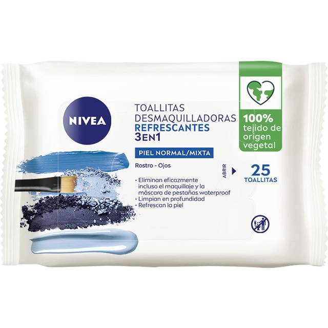 Refreshing 3-in-1 Makeup Removal Wipes Nivea 25 units