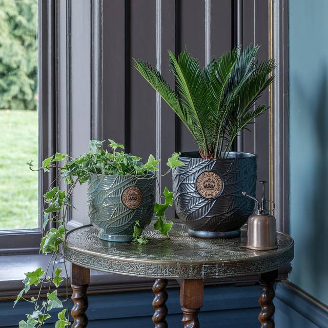 Kew Leaf Embossed Cork Plant Pot - Light Moss