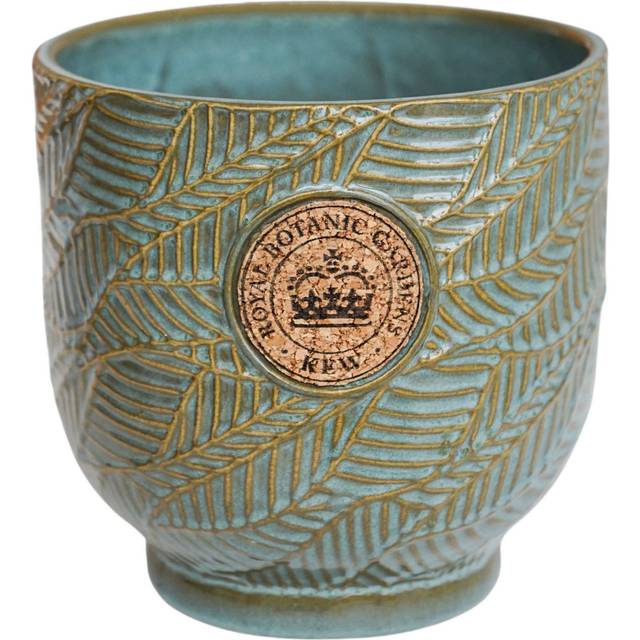 Kew Leaf Embossed Cork Plant Pot - Light Moss