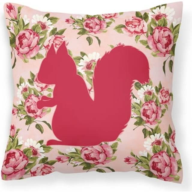 Caroline's Treasures BB1119-RS-PK-PW1414 Squirrel Shabby Chic Pink Roses Pillow  14 x 14  Multicolor