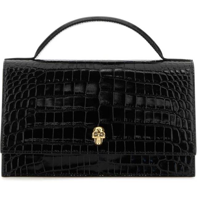 Alexander McQueen - Skull crocodile-embossed shoulder bag - women - Calf Leather - One Size - Black