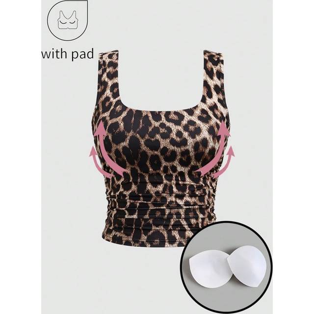 Sweetra 1pc Leopard Print Slim Fit Casual Tank Top For Summer