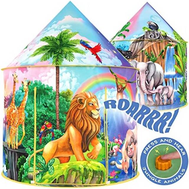 Jungle Adventure Kids Tent with Jungle Call Button, Tent for Kids, Safari Animals, Kids Play Tent, Pop Up Tents for Kids, Play Tents, Play House, Kids