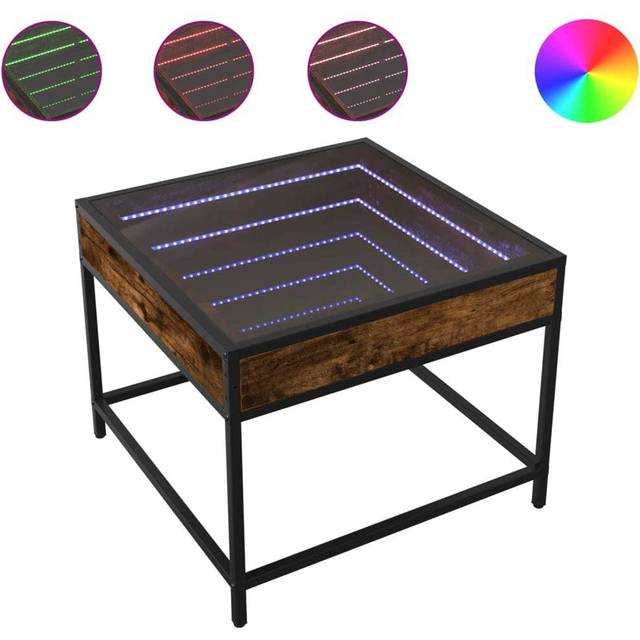 vidaXL Coffee Table with Infinity LED Smoked Oak 50x50x41 cm - Brown