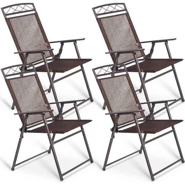 Costway Set of 4 Brown Foldable Garden Chair - 4 Seater