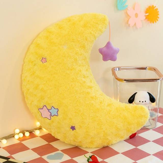 (Yellow Moon) Stars Moon Plush Toy Pillow Room Decoration Ornament Children Gifts Pp Cotton