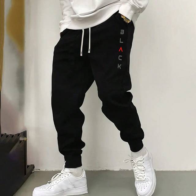 SHEIN Autumn New Men&#39;s Sweatpants, Knitted Elastic Waist Drawstring Joggers, Letter Graphic Print,For Outdoor Activities And Jogging