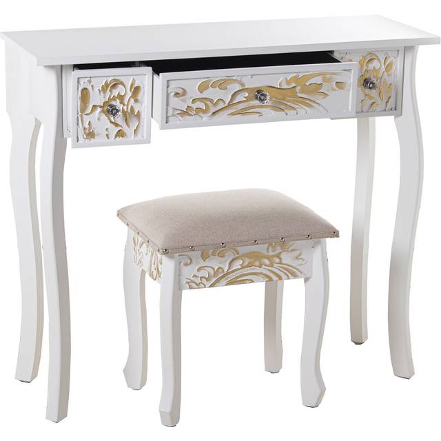 Alexandra House Living With Stool White 2 Pieces Dressing Table