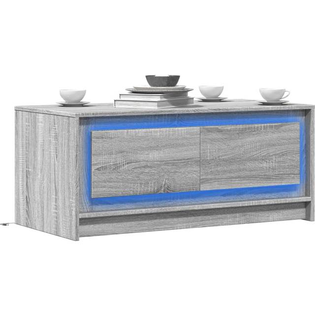 vidaXL Coffee Table with LED Lights Grey Sonoma Engineered Wood