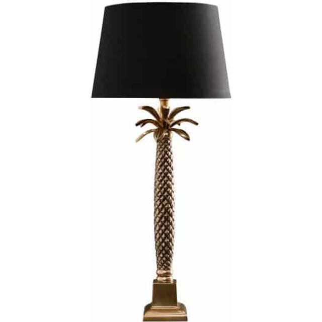 Palm Tree Table Lamp With Black Shade, Gold