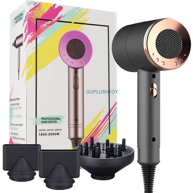 (Gold) Professional Lightweight Hair Dryer 2000W with Diffuser and Concentrator Ion Blow Dryer High Speed Blow Dryer