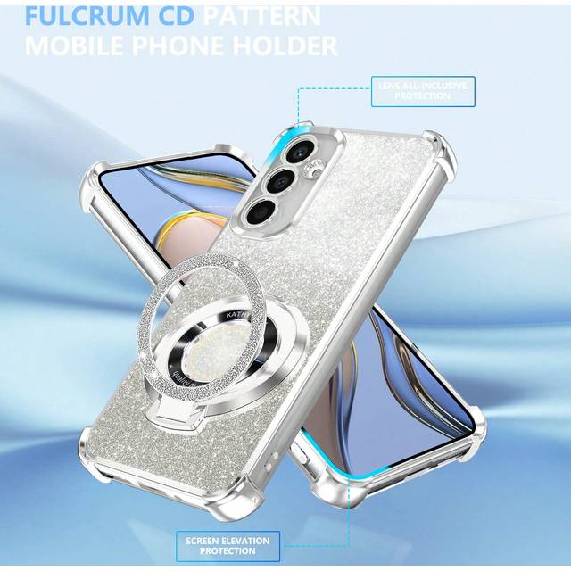 SHEIN Foldable Stand Glitter Cardboard + 4-Corner Anti-Fall Electroplated Protective Phone Case, Compatible With Apple IPhone 11/12/13/14/15 Pro Max, Galaxy