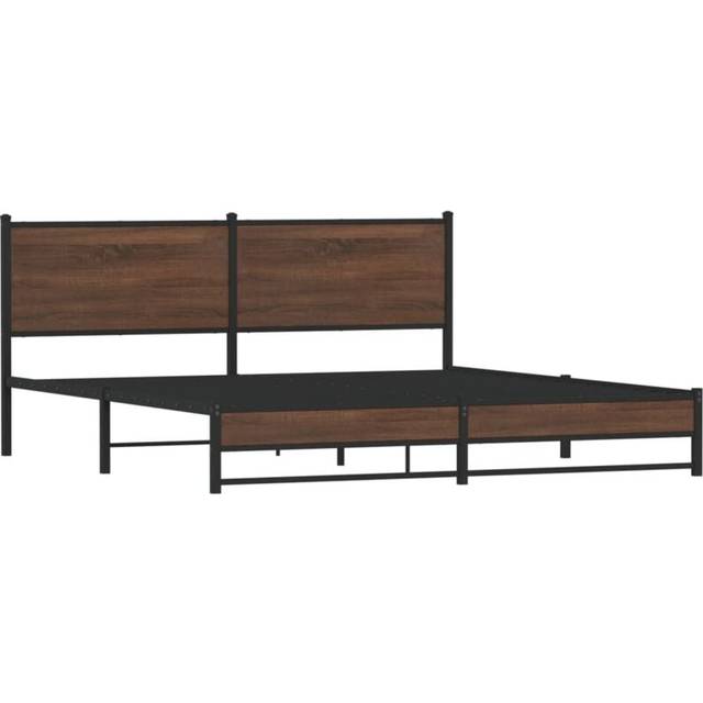 vidaXL Metal Bed Frame without Mattress Brown Oak 160x200 cm