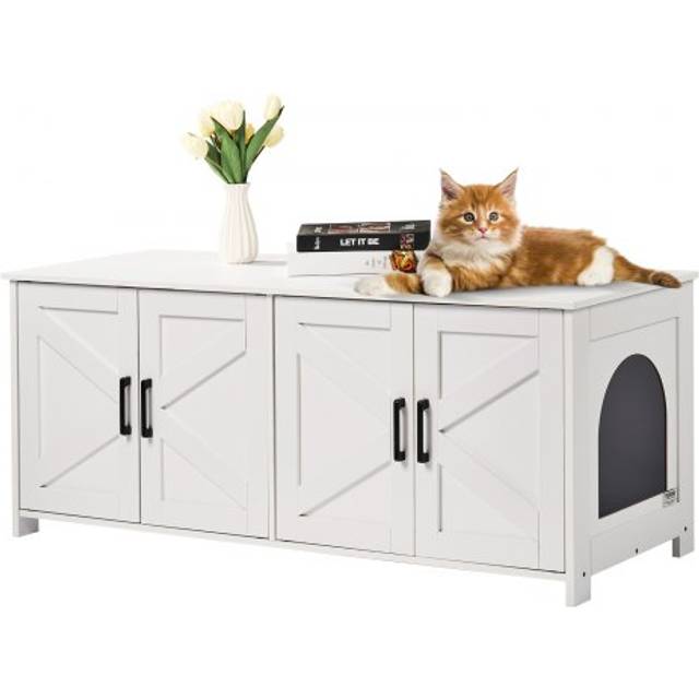 Vevor - Cat Litter Box Enclosure for 2 Cats, Litter Box Furniture Hidden with Double Rooms, Wooden Cat Box Cabinet Fit Most of Litter Box, 47.2'L x