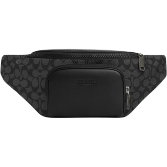 Coach Mens Racer Belt Bag in Signature - Charcoal - One Size