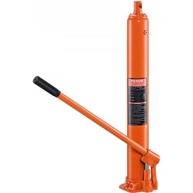 VEVOR Hydraulic Long Ram Jack, 8 Tons/17363 lbs Capacity, with Single Piston Pump and Clevis Base, Manual Cherry Picker with Handle, for Garage/Shop Cranes, Engine Lift Hoist, Red