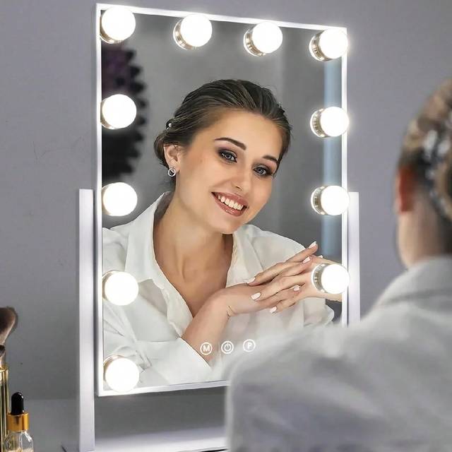 FENCHILIN FENCHILIN Vanity Mirror With Lights Makeup Mirror With Lights 12 LED Bulbs Lighted Holly Wood Mirror Light Up Vanity Mirror 360Â° Rotation 3 Color Lig