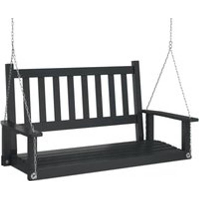 Garden Swing Bench with Metal Chains Black Solid Wood Fir Vidaxl