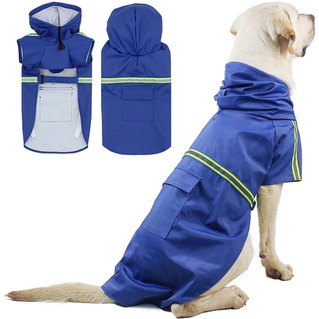 Regnjacka för hund med huva Reflekterande Justerbar Vattentät Slicker Regnjacka för Small Medium 5X-Large gul