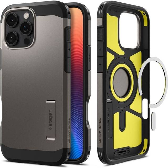 iPhone 16 Pro Max Spigen Tough Armor Mag Skal - Pistolmetall
