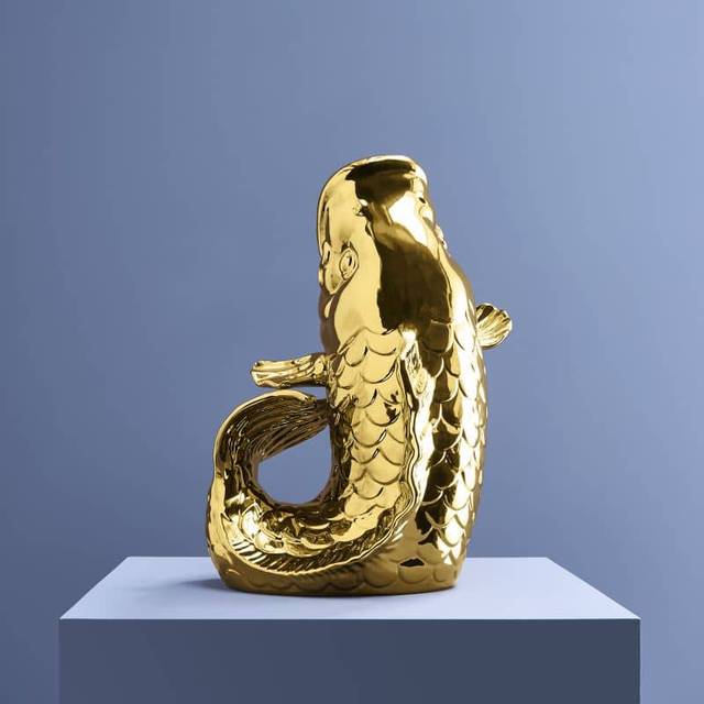 XXL Vase Fish Blubb, glossy gold