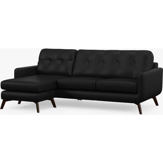 John Lewis Barbican LHF Chaise Leather Sofa, Dark Leg