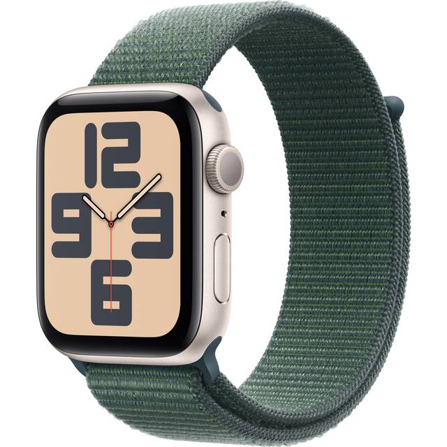 Apple Watch Se (Gps, 2024) 44Mm Starlight Aluminium Case With Lake Green Sport Loop