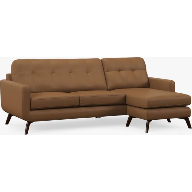John Lewis Barbican RHF Chaise Leather Sofa, Dark Leg