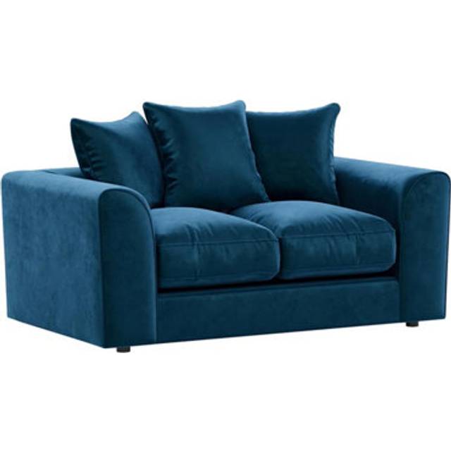 Furnishings For Less UK Brooklyn  Plush Velvet Fibre Fabric 2 Seater Sofa   Blue - One Size