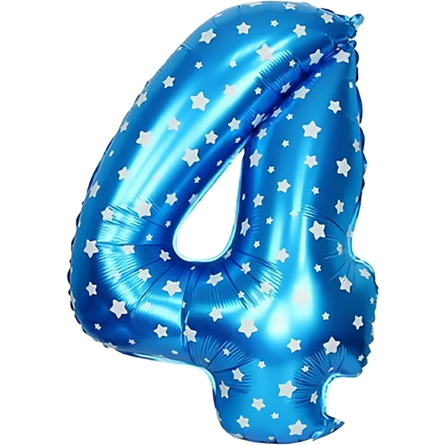 "(Blue, Number 4) 16"" Letters Numbers Foil Balloons Air Filled Self Inflating Decorations"