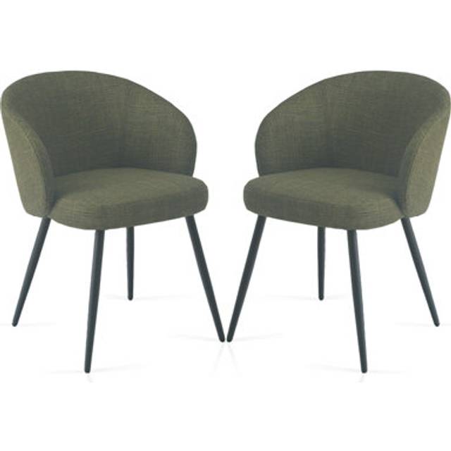 Modern Green Upholstered Dining Chair With Metal Legs for Dining Room 2pcs - One Size