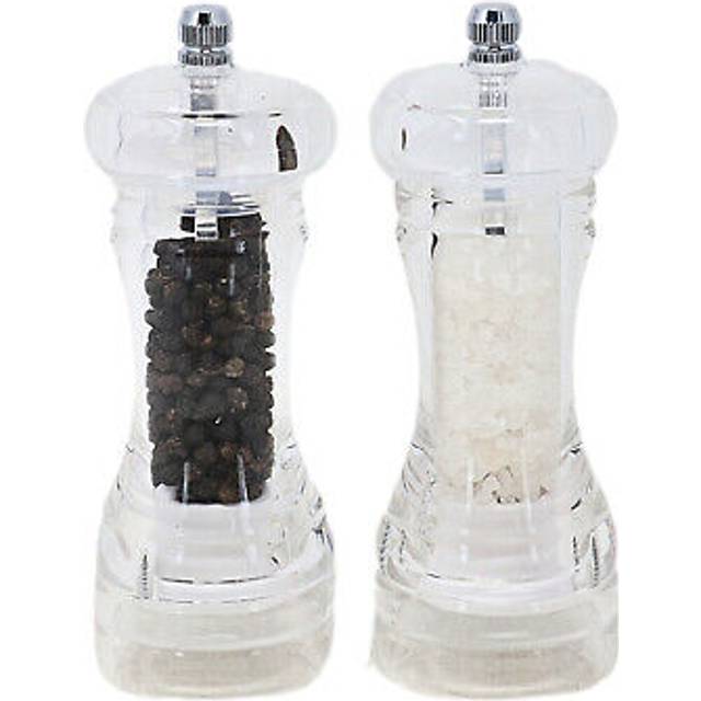 Salt & Pepper Mill 14cm Clear Acrylic Seasoning Cruet Manual Grinder Shakers Set