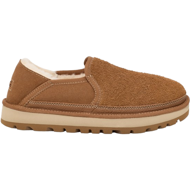 UGG® Hayden Slip-On in Brown, Size 8, Leather/Polyester/Wool - Chestnut