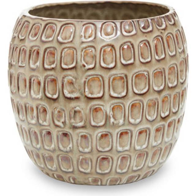 Large Ceramic Planter, Modern Textured Green Stoneware Planter for Home Decor, Flower Pots For Indoor Plants - Cream - One Size