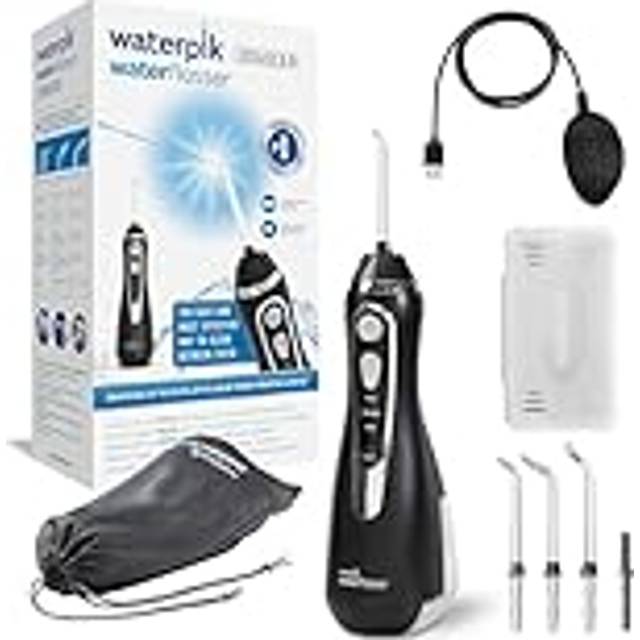 Waterpik Cordless Advanced Water Flosser, Sladdlös Mundusch Med Tre Inställningar För Vattentryck, Avlägsnar Plack, Perfekt För Resan Eller Mindre Badrum, USB-laddare, Svart (WP-582EU)