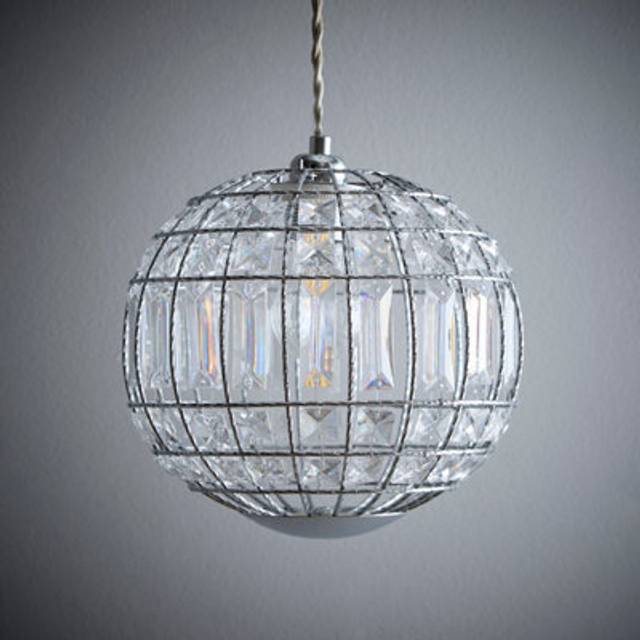 Kliving Apollo Clear Acrylic Beads Chrome Sphere Pendant Light - Silver - 24 x 25 x 25cm