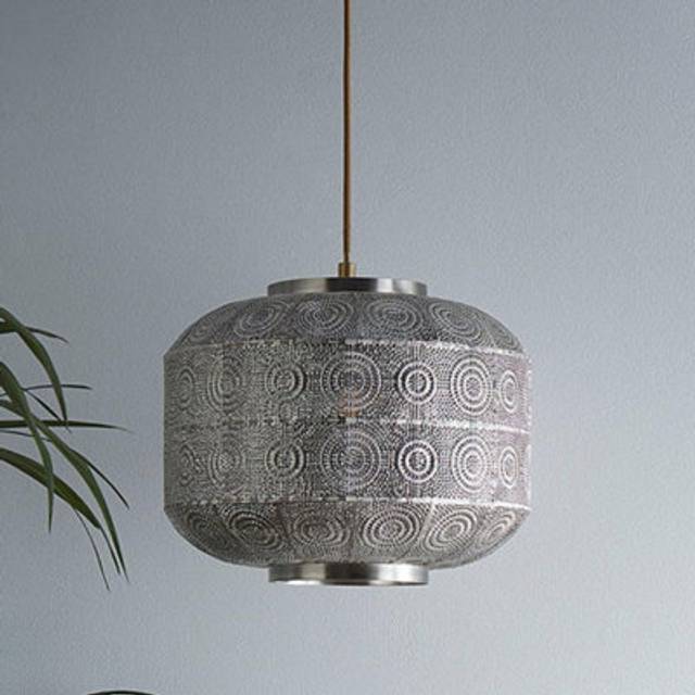 Geometric Pattern Moroccan Design Table Lamp, Floor Lamp or Pendant - Metallic Silver - One Size
