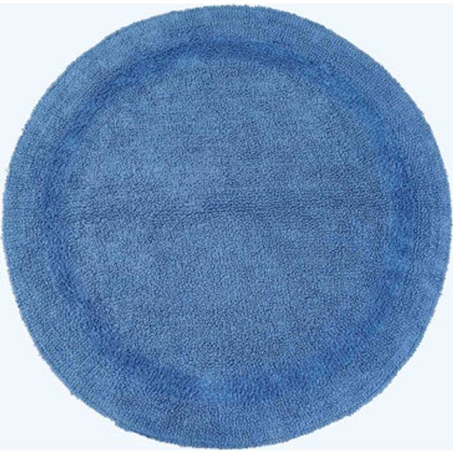 Homescapes Luxury Reversible Cobalt Blue Round 100% Cotton Bath Mat, 80 cm Round, Machine Washable, Super Absorbent, Soft and Tufted, Eco Friendly