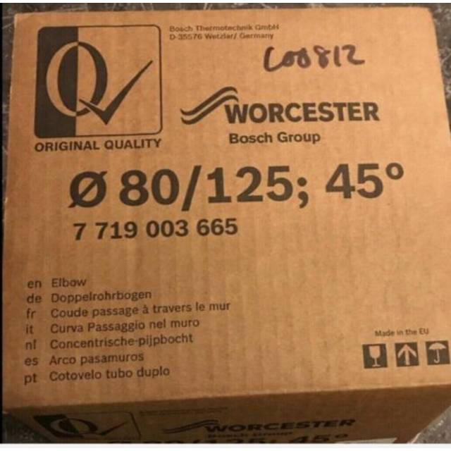 Worcester greenstar 45 degree 80/125mm flue elbow bend 7719003665